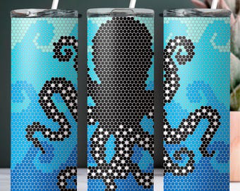 SS16 Octopus Waves Digital Rhinestone Tumbler Pattern