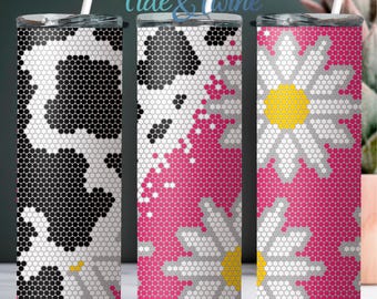 SS16 Cow Daisy Split Digital Rhinestone Tumbler Pattern