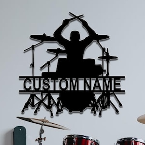 Personalized Drummer Decor Sign,Custom Drummer Metal Wall Art Sign,Drummer Metal Sign,Music Drummer Name Hang Sign,Housewarming,8-24inch