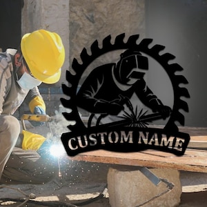 Personalized Welder Decor Sign,Welder Metal Sign,Custom Welder Metal Wall Art Sign,Welder Shop Name Sign,For Dad Welder Hang Sign,8-24 inch