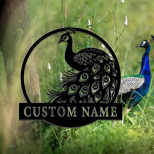 Custom Peacock Metal Wall Art Sign,Personalized Peacock Sign,Peacock Metal Hang Sign,Peacock Name Metal Sign,Housewarming,8-24inches