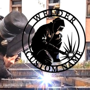 Personalized Welder Decor Sign,Welder Metal Sign,Custom Welder Metal Wall Art Sign,Welder Shop Name Sign,For Dad Welder Hang Sign,8-24 inch