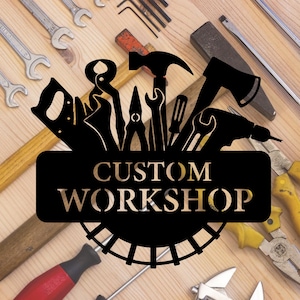 Custom Workshop Metal Wall Art Sign,Personalized Workshop Metal Sign,Workshop Metal Hang Sign,Dad Workshop Name Metal Sign,8-24inches