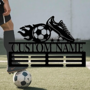 Custom Soccer Medal Metal Wall Sign,Personalized Soccer Metal Sign,Soccer Metal Hang Sign,Soccer Winner Name Metal Sign,Sport Medal Sign