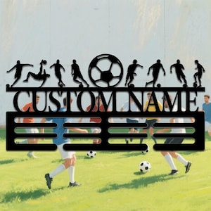 Custom Soccer Medal Metal Wall Sign,Personalized Soccer Metal Sign,Soccer Metal Hang Sign,Soccer Winner Name Metal Sign,Sport Medal Sign