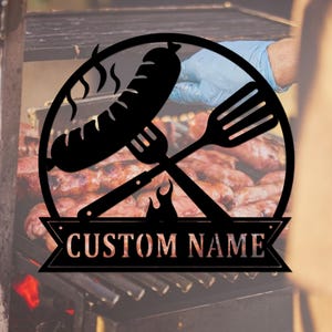 Custom Hot Dog Decor,BBQ Metal Sign,Personalized BBQ Metal Wall Art Sign,Grill Chill Decor,Father&#39;s BBQ,Smoker Grilling Gift,8-24 inch