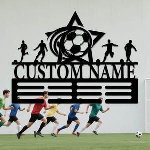 Custom Soccer Medal Metal Wall Sign,Personalized Soccer Metal Sign,Soccer Metal Hang Sign,Soccer Winner Name Metal Sign,Sport Medal Sign