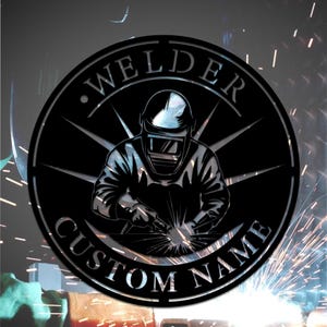 Personalized Welder Decor Sign,Welder Metal Sign,Custom Welder Metal Wall Art Sign,Welder Shop Name Sign,For Dad Welder Hang Sign,8-24 inch