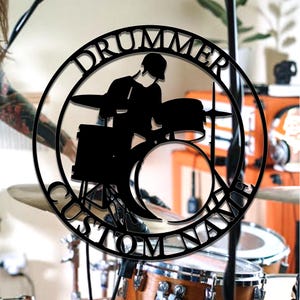 Personalized Drummer Decor Sign,Custom Drummer Metal Wall Art Sign,Drummer Metal Sign,Music Drummer Name Hang Sign,Housewarming,8-24inch
