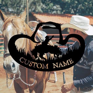 Custom Cowboy Hat Metal Hang Sign,Cowboy Metal Wall Art Sign,Personalized Cowboy Decor Sign,Cowboy Name Metal Sign,Housewarming,8-24 inch