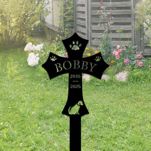 Custom Dog Metal Garden Cross Stake Sign,Garden Metal Art Stake Sign,Yard Decor for Gardener,Dog Loss Stake Sign,Personalized Memorial Stake