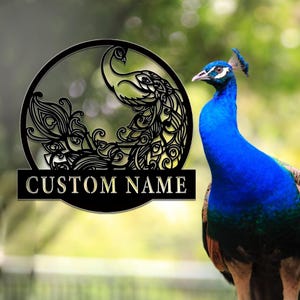 Custom Peacock Metal Wall Art Sign,Personalized Peacock Sign,Peacock Metal Hang Sign,Peacock Name Metal Sign,Housewarming,8-24inches