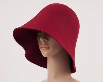 Ladies Fur Felt Cone Hat Body - Morello Cherry