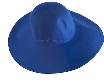 Dames bontvilten capeline muts 103 g - kobalt