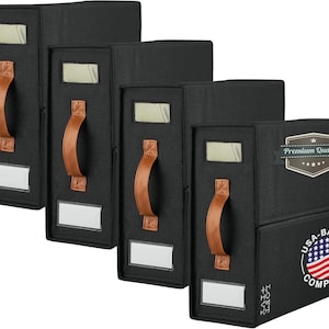 Loft and Ivy Sheet Organizer Box – Foldable Linen Storage with Handles, Label Slot & Closure for All Sizes – 4-Pack Bedding Holder