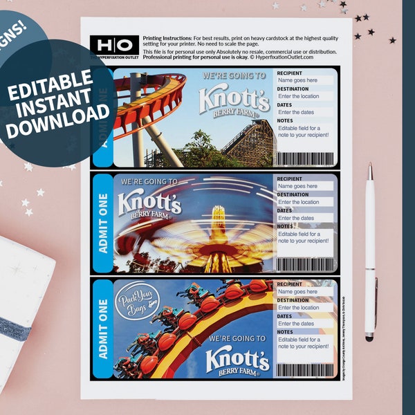 Knott's Berry Farm Tickets Etsy