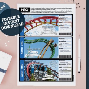 Kings Dominion Geschenk Trip Mock Ticket. Sofort Download. Bearbeitbare PDF Bordkarte druckbare Urlaubskarte druckbar. Ticket Überraschungsreise