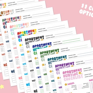 Apartment Search Checklist | 11 Color Options | Organization, Planner ...