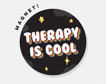 Therapy Is Cool Clouds Stars Rainbow | Car Magnet Bumper Magnet Car Decal