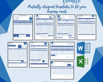 Printable Business Bundle, Purchase order, Invoice, Estimate, Quotation, Packing List, Delivery and GRN Templates,  Editable & Professional