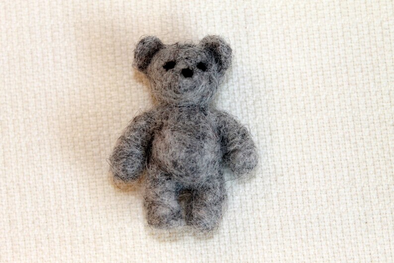 Miniature grey teddy needle felted grey bear dollhouse bear | Etsy