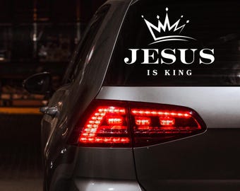 Jesus is king car decal| Christian car decal| Christian sticker| Jesus car sticker| Jesus is king sticker| Jesus crown car decal|