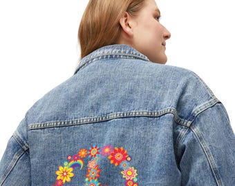 Women&#39;s Denim Jacket, Vintage Style, Festival Fashion, Casual Wear, Spring Outfits, Eco-Friendly