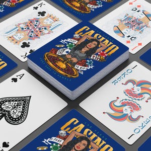 Conjunto de cartas de pôquer com tema de cassino, presentes de jogos de azar para amantes de jogos de cartas, decoração de Las Vegas, cartas de baralho colecionáveis exclusivas