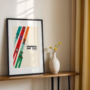 Formula One Art Poster, Vintage Racing Wall Decor, Motorsport Artwork, Gift for Car Lovers, Racing Fan Home Decor