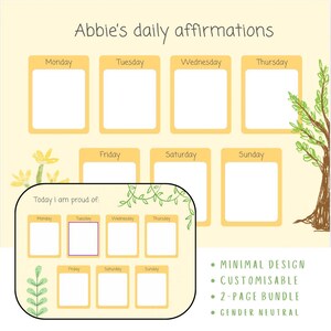 Minimalistisch affirmatiepakket voor kinderen - aanpasbaar - liggend, A3