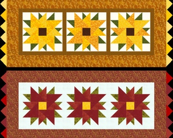 Bloomin' Blossoms Poinsettia/Sunflower Table Runner DIGITAL quilt pattern