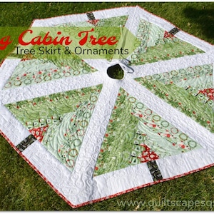 Log Cabin Tree Quilted Tree Skirt & Ornaments pattern image 5
