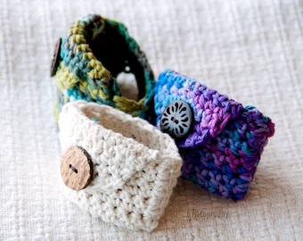 Crochet Wrist Wallet, Cotton Stash Pouch, Wrist Cuff