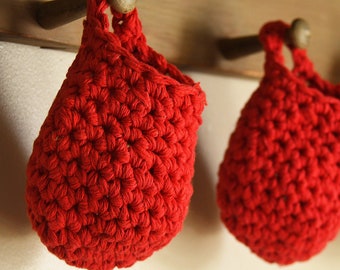Crochet Hanging Storage Basket, Small Cotton Organizer