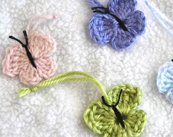 Adornos de mariposas de ganchillo, decoraciones para primavera y verano.