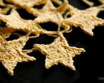 Crochet Star Ornaments: Cotton Holiday Decor, Gift Tags