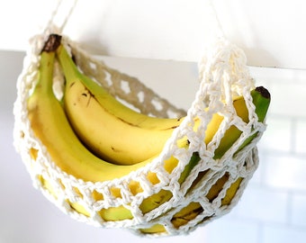 Hamaca de plátano tejida a crochet: cesta colgante de frutas, decoración para minicasas