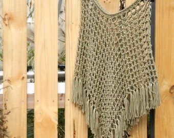 Light weight womans poncho, boho chic hippie poncho, black western gothic poncho, lacey mesh poncho, light poncho with fringe, mother gift