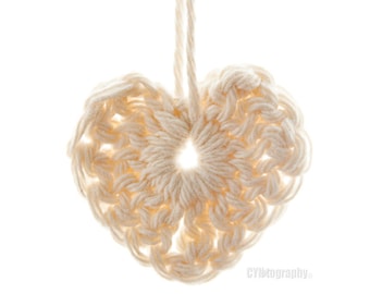 Crochet Hanging Heart Ornament: Handmade Cotton Valentine Gift Tag