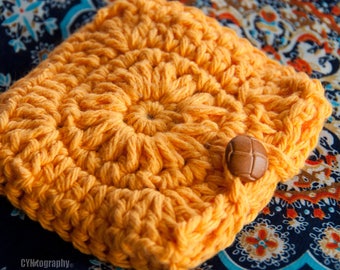 Crochet Tea Bag Cozy, Flower Pouch, Reusable Travel Tea Holder