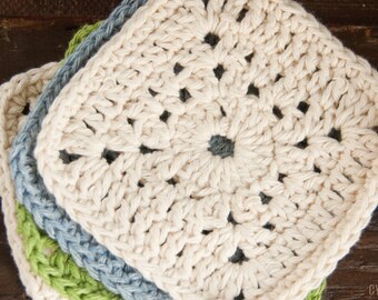 square crochet farmhouse coasters