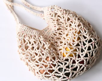 crochet French market bag, mesh farmers market bag, crochet mesh beach bag, crochet market tote,  crochet reusable produce bag