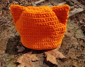 Crochet Cat Ear Hat, Kitten Costume, Animal Character Hat