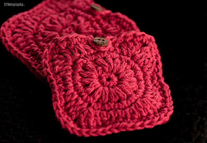 crochet tea bag cozy, crochet flower tea pouch, tea drinker gift Red