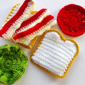 crochet single play foods, crochet pretend play foods,  cute creative play toy, crochet food prop, crochet play food