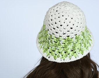 crochet cotton bucket hat, crochet granny stitch bucket hat, spring summer bucket hat, high quality bucket hat
