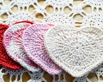 Posavasos de corazón de ganchillo: Decoración grande de algodón para San Valentín