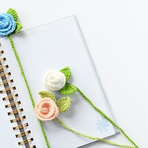 Crochet Rose Bookmark: Handmade Cotton Flower Page Saver