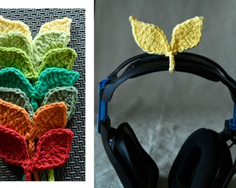Custom Crochet Leaf Headphone Accessory: Sprout Cable Tie