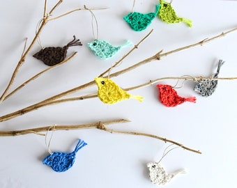 Crochet Bird Ornament: Cotton Spring Decor, Holiday Tree Gift Tag